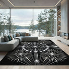 Art Deco Monochrome Shimmering Burst Rug