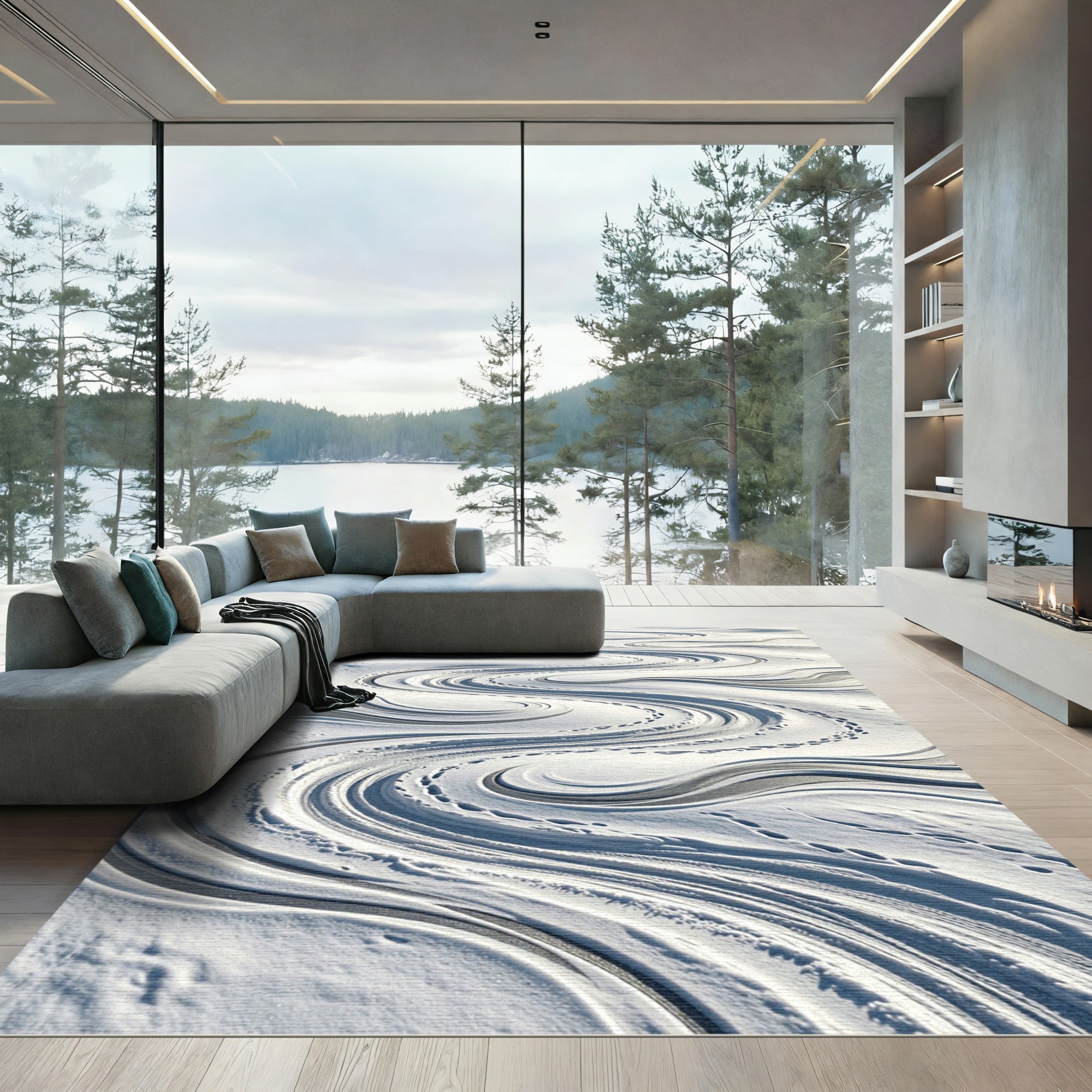 Serene White Flowing Snowdrift Rug