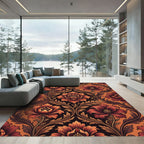 Rich Amber Colonial Floral Vines Rug