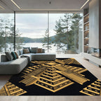 Gold Isometric Ancient Mayan Pyramid Rug