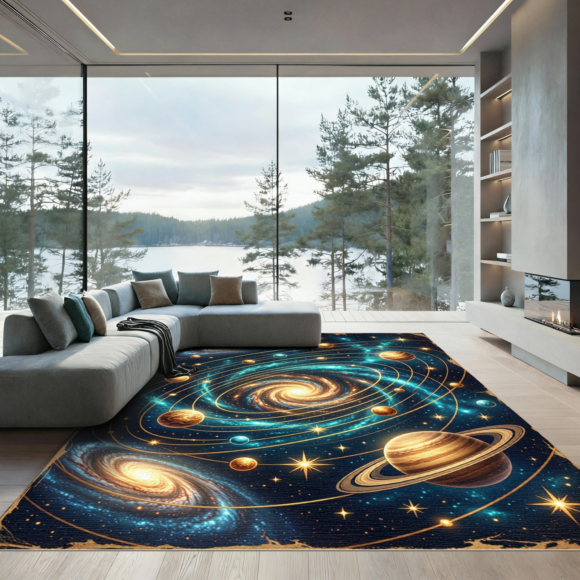 Cosmic Interstellar Swirling Nebula Galaxy Rug