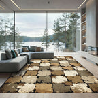 Distressed Earth Tone Checkered Mosaic Rug