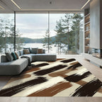 Earthy Brown Cream Brush Strokes Rug