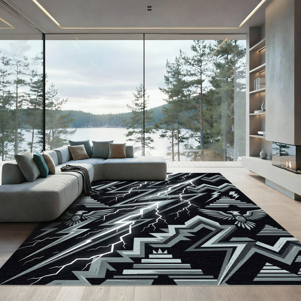 Monochromatic Lightning Eagle Pyramid Rug