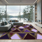 Royal Purple Gold Geometric Triangles Rug