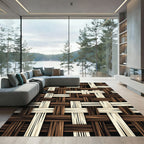 Woven Tan Brown Basketweave Texture Rug