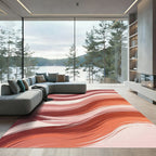 Modern Terracotta Wavy Abstract Swirl Rug