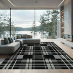 Modern Charcoal Gray Plaid Tartan Rug