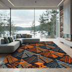 Isometric Orange and Gray Temple Pyramid Rug