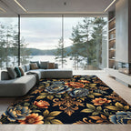 Royal Blue Orange Floral Acanthus Rug