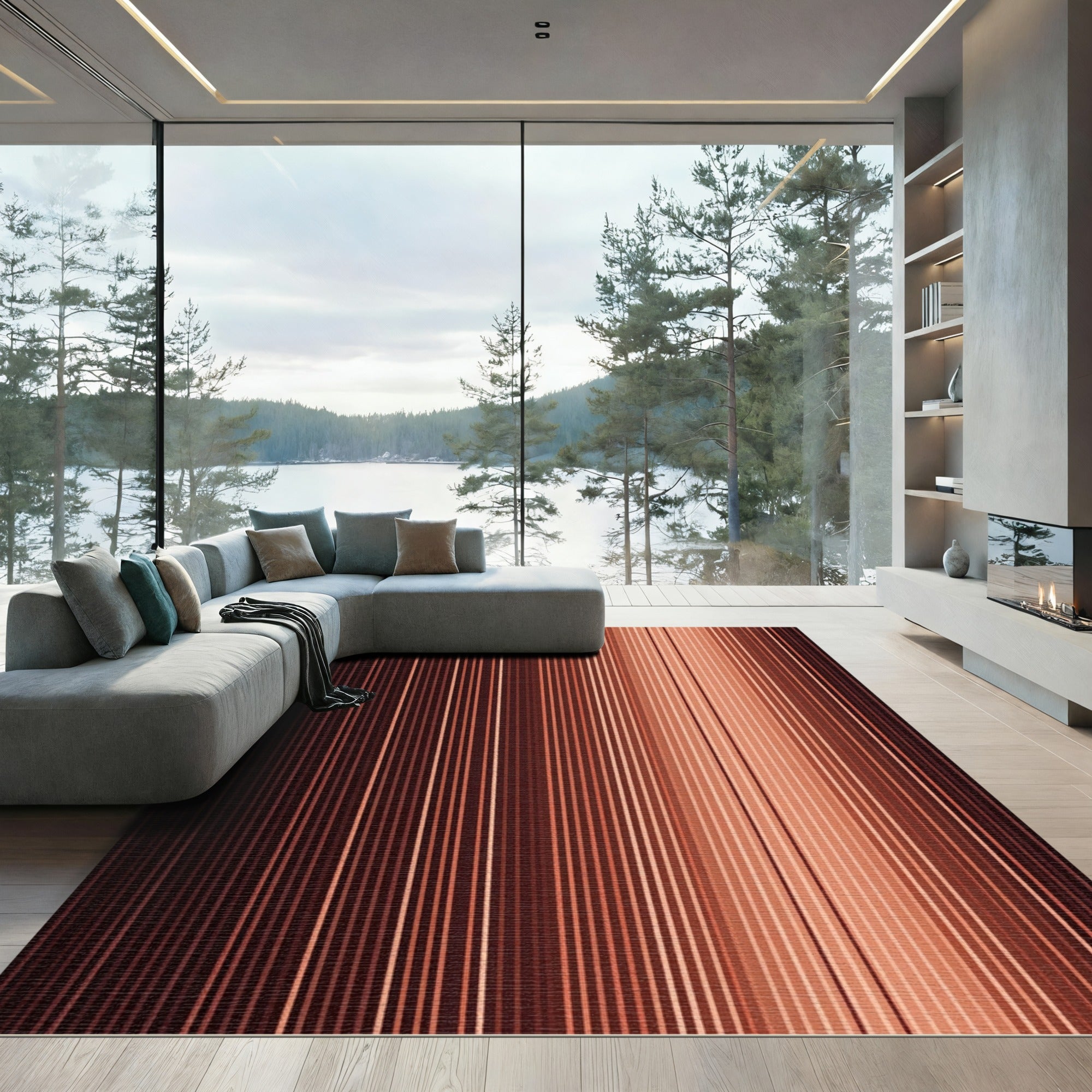 Rich Earth Tone Vertical Stripe Rug