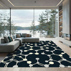 Cream and Gray Molecular Network Rug