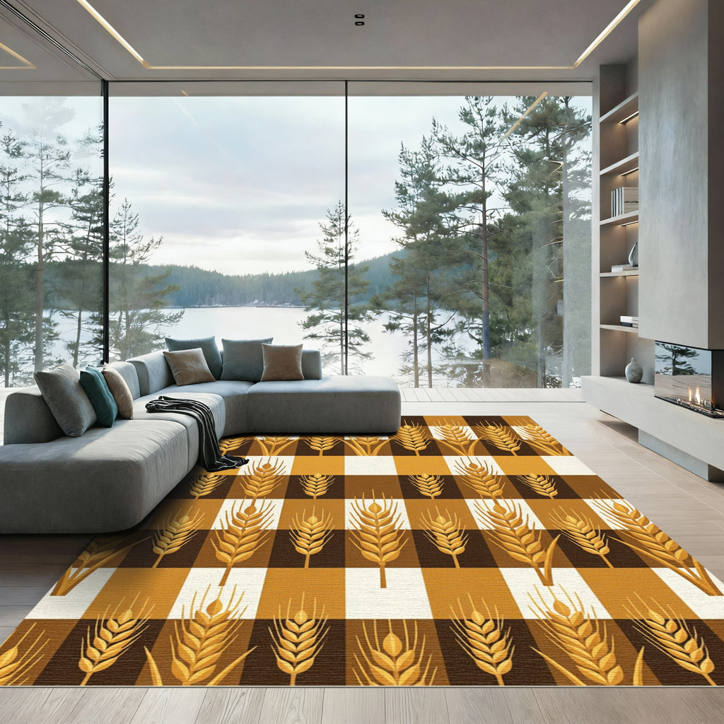Harvest Gold Wheat Checkered Rug