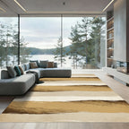 Minimalist Earthy Brown Horizontal Brushstroke Rug