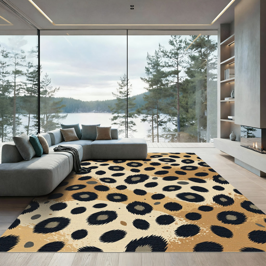 Golden Brown Spotted Animal Hide Rug