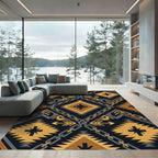 Geometric Ochre Chain Tribal Diamond Rug
