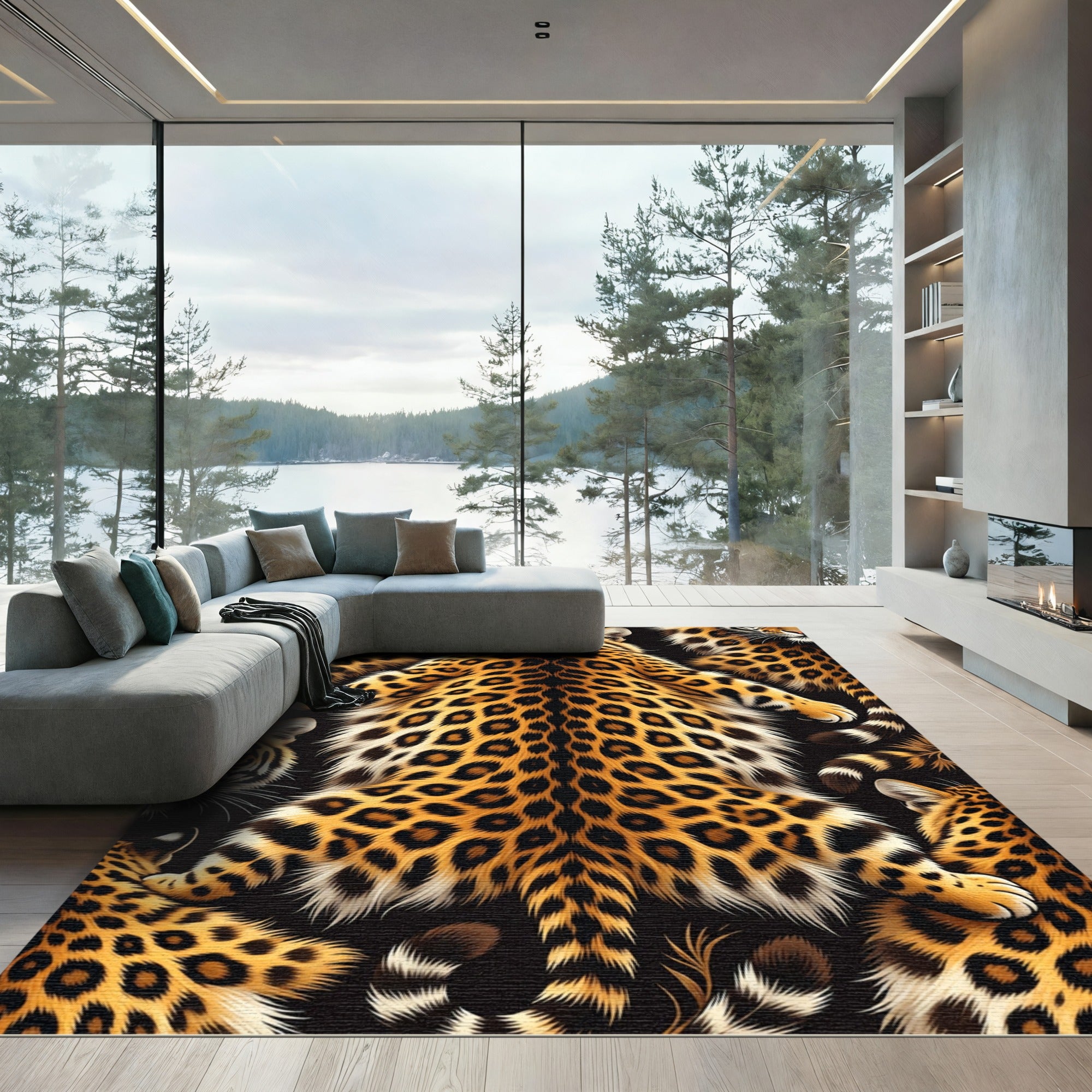 Bold Leopard Animal Print Rug
