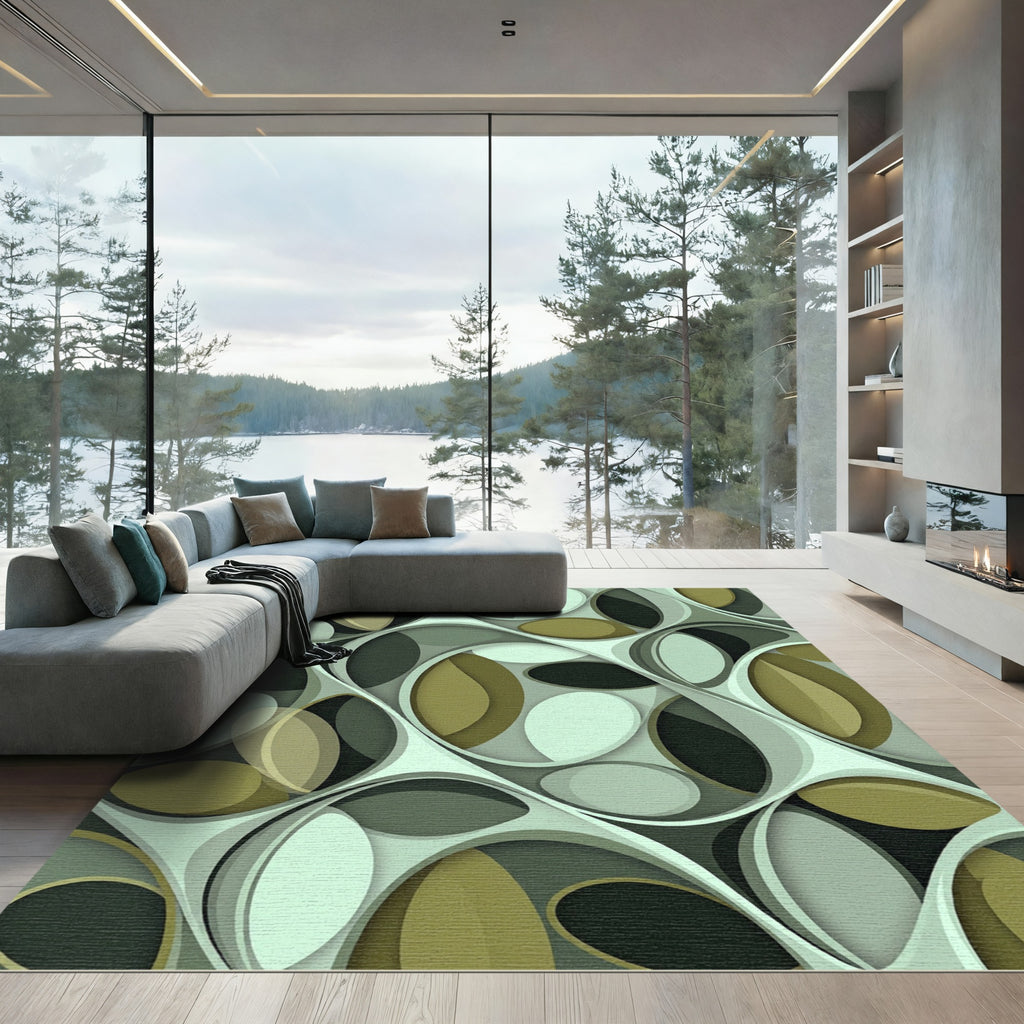 Shaded Sage Oval Interlocking Weave Rug