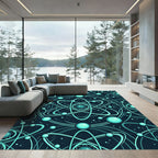 Aqua Atom Orbit Pattern Rug