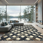 Industrial Charcoal Diagonal Lattice Weave Rug