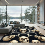 Celestial Skull Eclipse Gothic Focal Point Rug