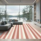 Rosy Pink Cream Striped Vertical Rug