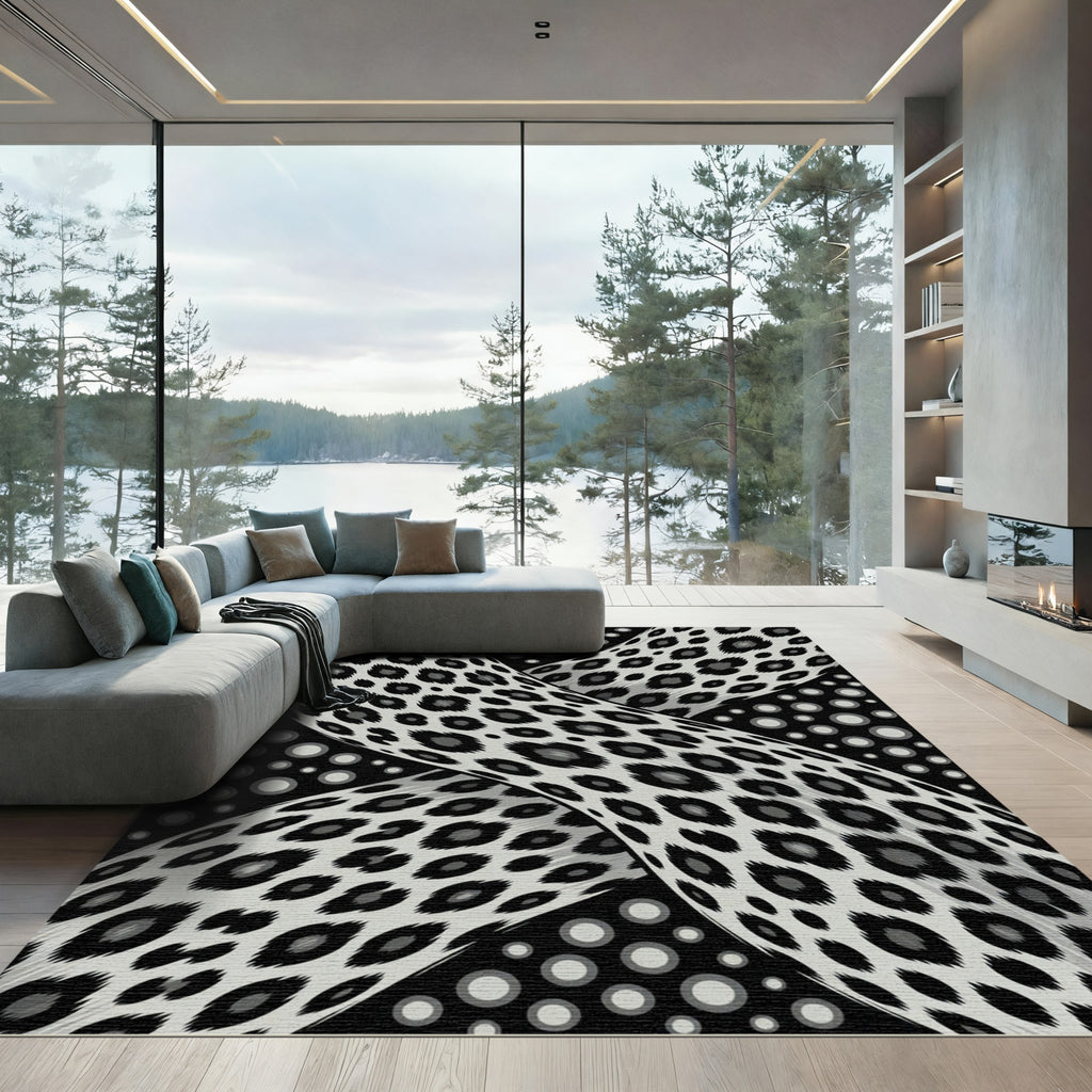 Modern Gray Animal Leopard Polka Dot Rug