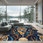 Bold Tiger Amidst Oceanic Waves Rug