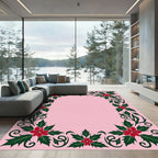 Crimson Poinsettia Holly Flourish Rug