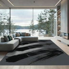Modern Abstract Monochrome Brush Stroke Rug