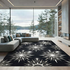 Art Deco Silver Starburst Diamond Rug