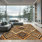 Geometric Earthy Tone Diamond Grid Rug
