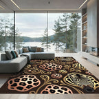 Golden Zebra Leopard Baroque Ornament Rug