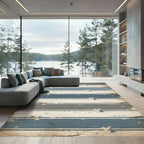 Muted Blue Neutral Stripe Splatter Rug