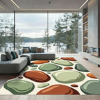 Organic Earth Tone Pebble Stone Rug