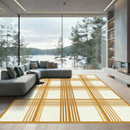 Modern Mustard Gold Plaid Grid Rug