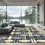 Textured Weave Beige Gray Pattern Rug