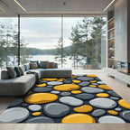 Golden Gray Pebble Composition Rug