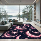 Celestial Pink Moons Starry Night Rug