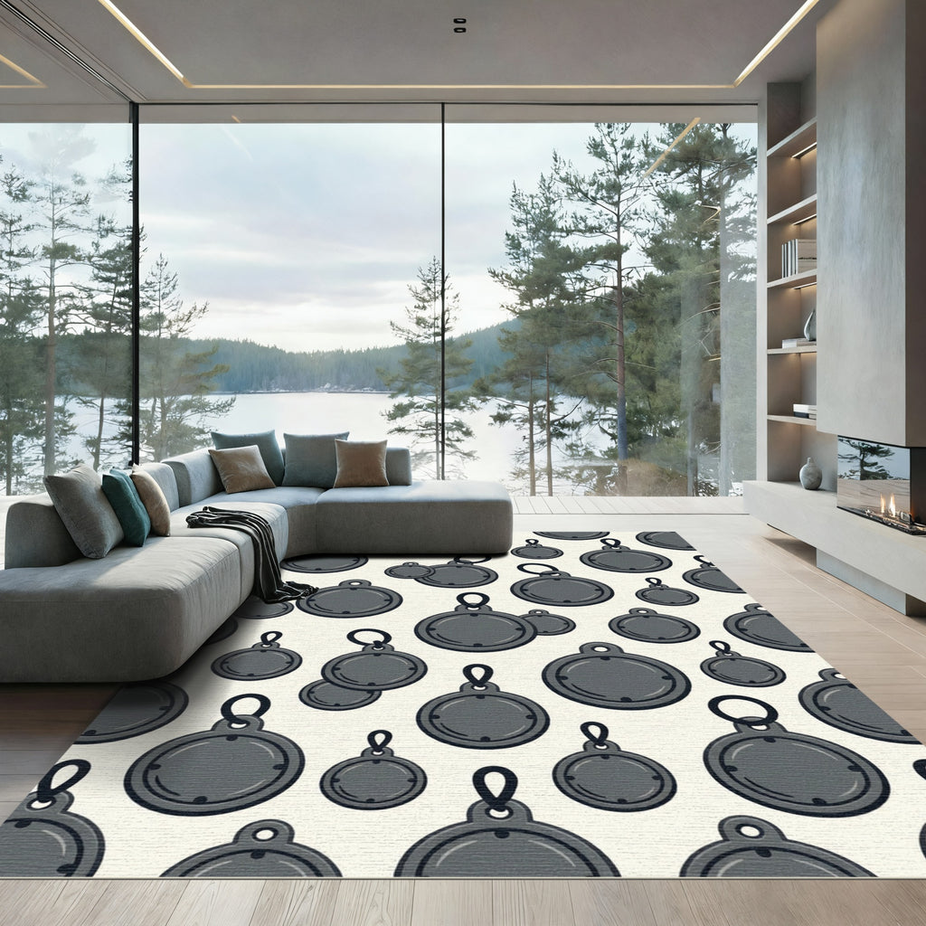 Minimalist Slate Gray Circular Pendant Decor Rug