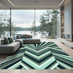Futuristic Geometric Teal Stripes Rug