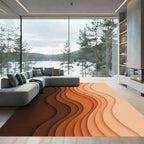 Abstract Earth Tone Wavy Gradient Rug