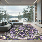 Elegant Lavender Rose Floral Mandala Rug