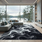 Ethereal White Smoke Swirl Rug