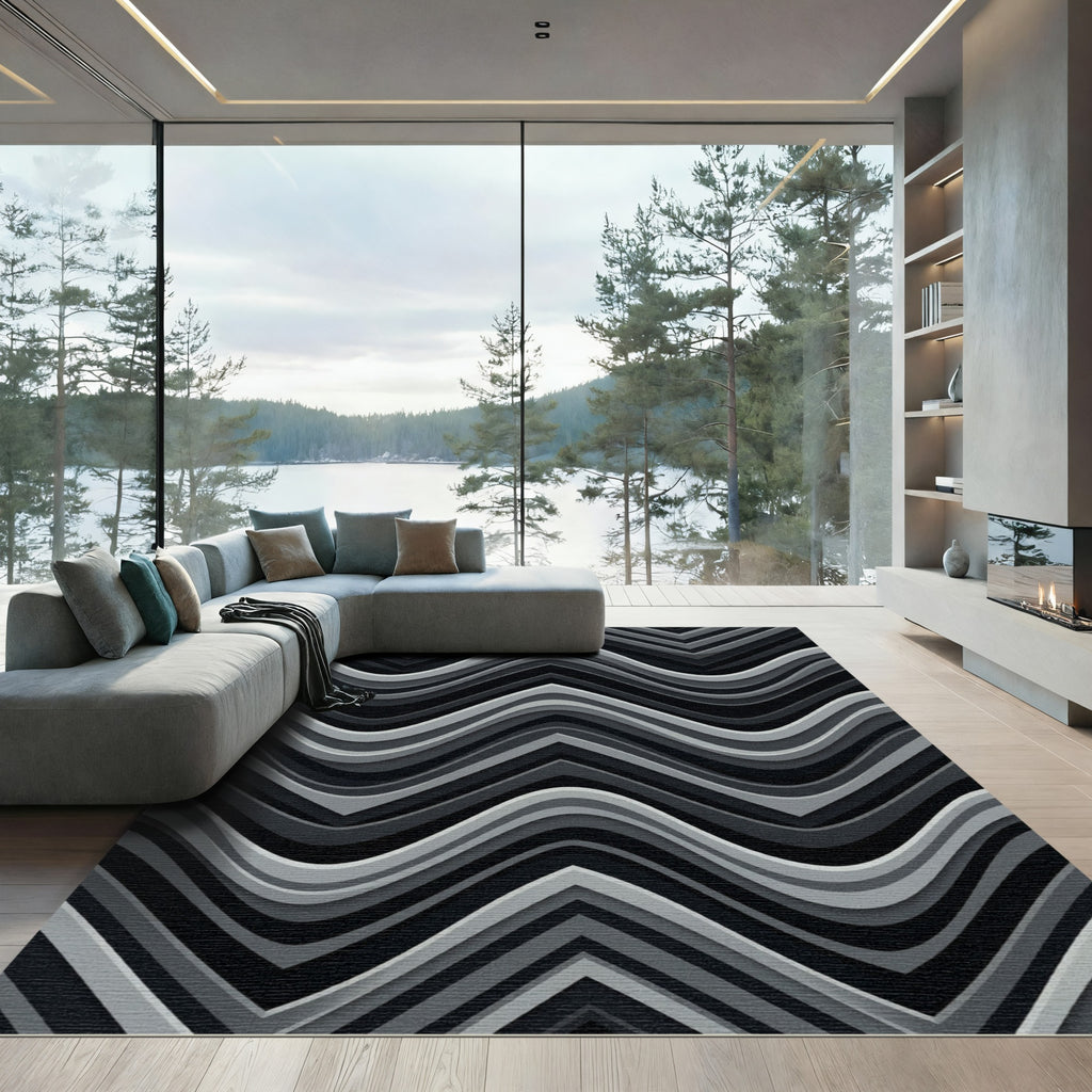 Monochromatic Layered Chevron Wave Rug
