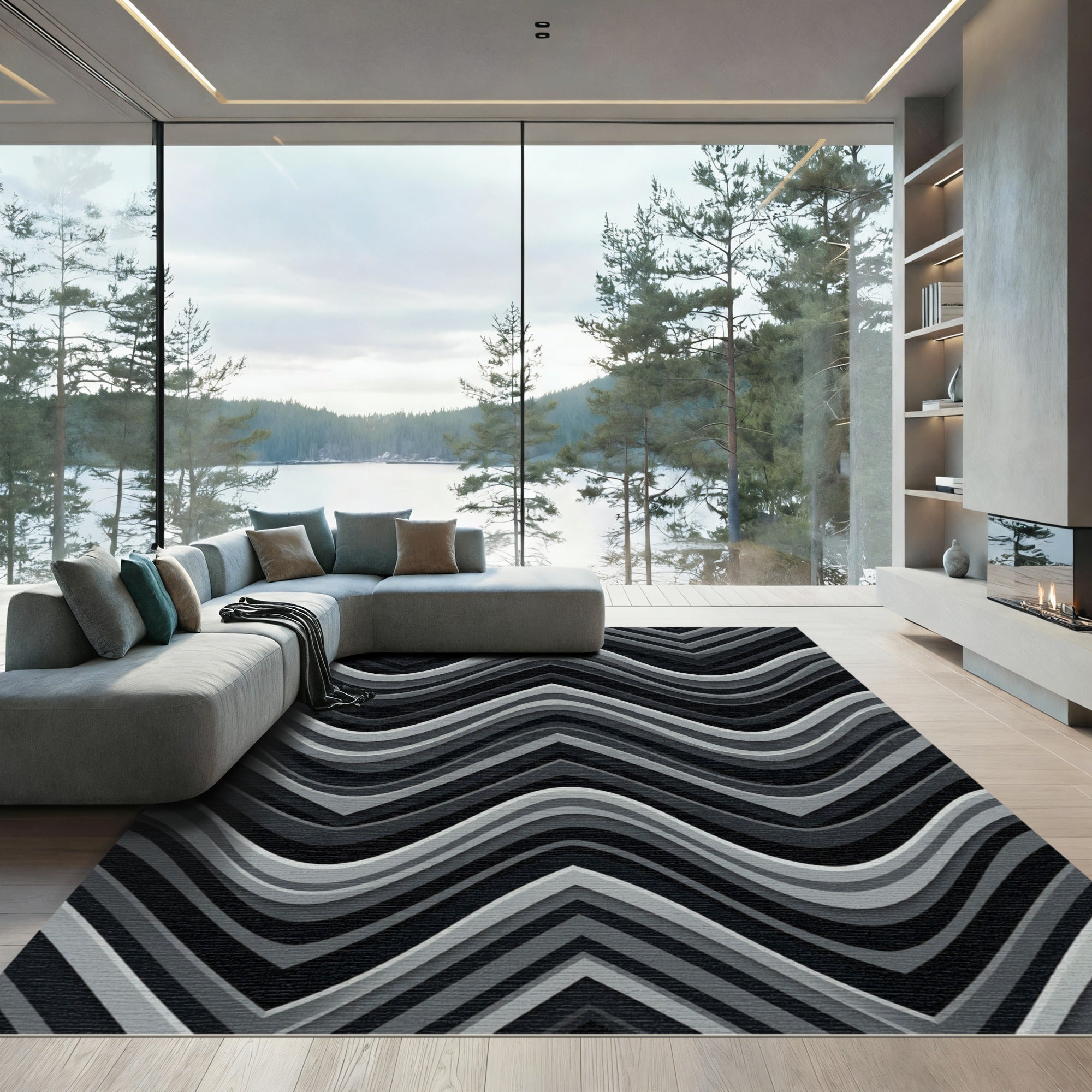 Monochromatic Layered Chevron Wave Rug