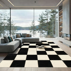 Abstract Monochrome Checkerboard Geometric Grid Rug