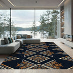 Geometric Arrowhead Midnight Gold Area Rug