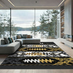Lace Corset Black Gold Striped Art Rug