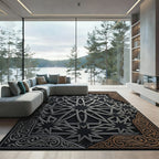 Silver Bronze Geometric Starburst Harmony Rug